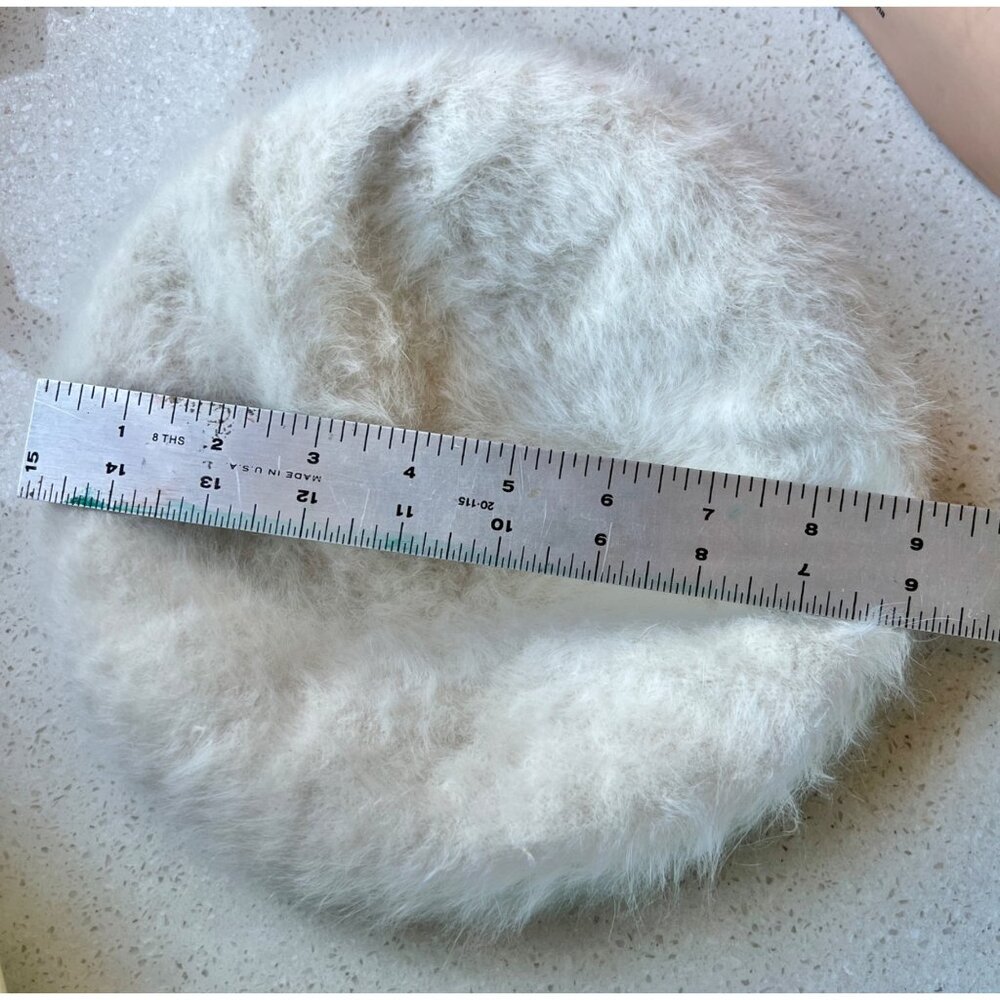 Newsboy Hat White Mohair With Fuzzy Finish Vintage GUC - Picture 7 of 10